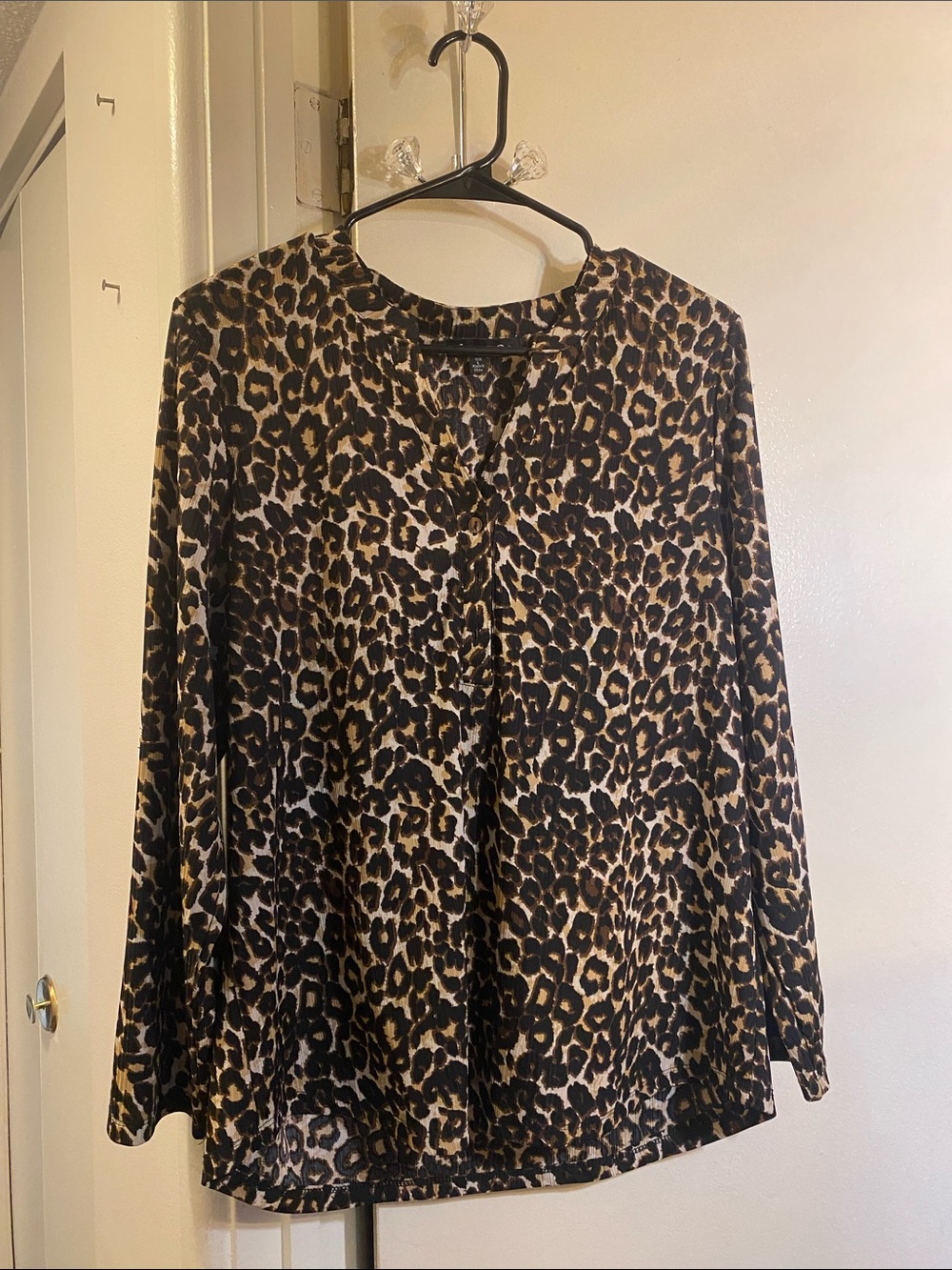 Chances R. Leopard Print Long-Sleeve Women's Top - Brown/Black